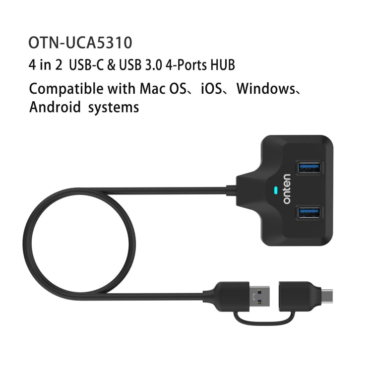 Onten Docking Station HUB 4 in 2 USB-C e USB 3.0 4 porte