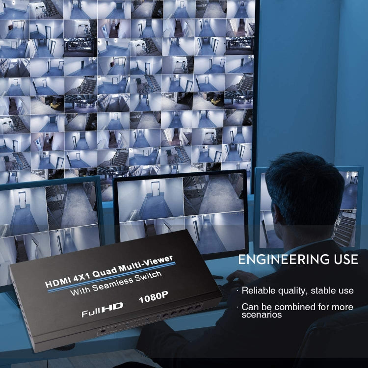 NEWKENG NK-C941 Multivisore quadruplo Full HD 1080P HDMI 4x1 con interruttore continuo e telecomando, NK-C941