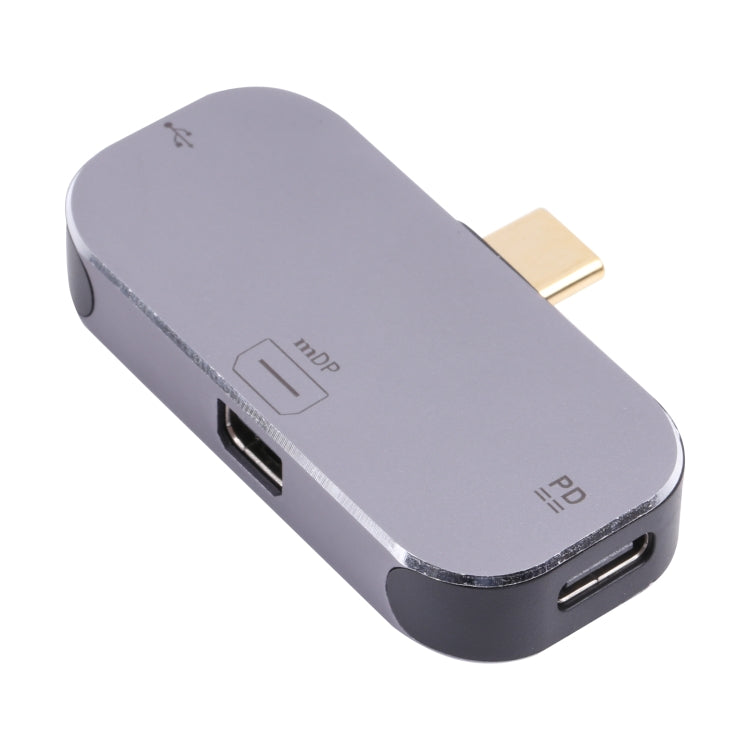 Adattatore 3 in 1 da USB-C/Tipo-C maschio a doppio USB-C/Tipo-C + Mini DP femmina, Dual USB-C / Type-C + Mini DP