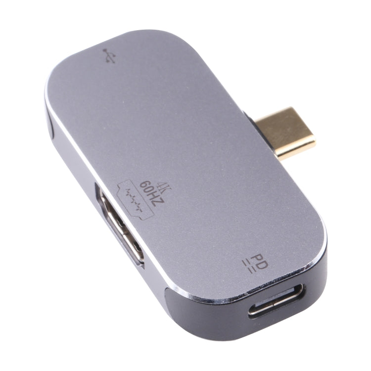 USB-C/Tipo-C maschio 3 in 1 a USB-C/Tipo-C ricarica + USB + adattatore HDMI femmina 4K 60Hz, USB-C / Type-C + USB + HDMI