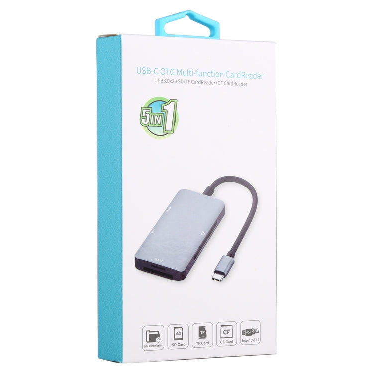 Lettore di schede OTG USB-C multifunzione 5 in 1 Dual USB 3.0 + CF + TF + SD, 5 In 1 USB-C OTG