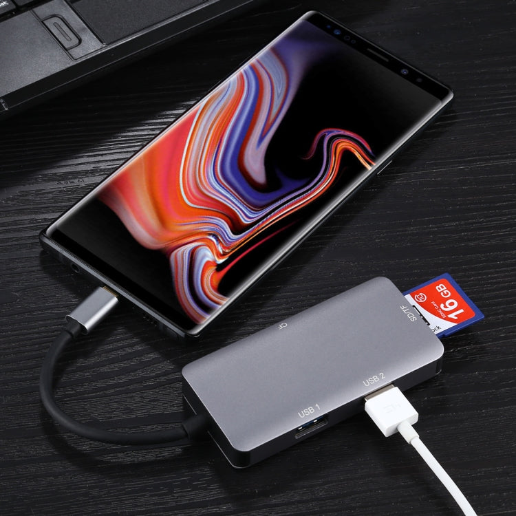Lettore di schede OTG USB-C multifunzione 5 in 1 Dual USB 3.0 + CF + TF + SD, 5 In 1 USB-C OTG