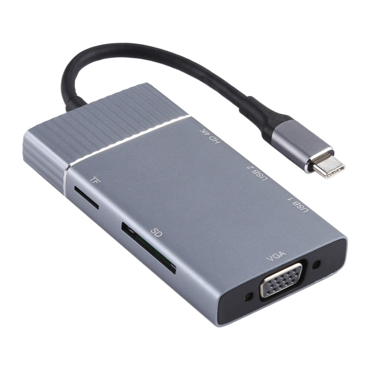 Doppia USB 3.0 7 in 1 + TF/SD + HDMI/VGA + jack da 3,5 mm + Dock Station USB-C multifunzione Type-C / USB-C, 2xUSB3.0+TF/SD+HDMI/VGA+3.5mm