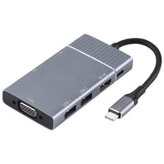 Doppia USB 3.0 7 in 1 + TF/SD + HDMI/VGA + jack da 3,5 mm + Dock Station USB-C multifunzione Type-C / USB-C, 2xUSB3.0+TF/SD+HDMI/VGA+3.5mm