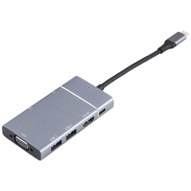 Doppia USB 3.0 7 in 1 + TF/SD + HDMI/VGA + jack da 3,5 mm + Dock Station USB-C multifunzione Type-C / USB-C, 2xUSB3.0+TF/SD+HDMI/VGA+3.5mm