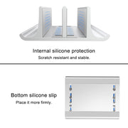 Base di supporto verticale per laptop regolabile in larghezza a doppio slot in lega di alluminio portatile universale, Double Slot Black, Double Slot Silver