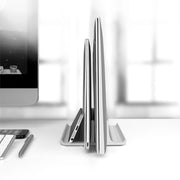Base di supporto verticale per laptop regolabile in larghezza a doppio slot in lega di alluminio portatile universale, Double Slot Black, Double Slot Silver