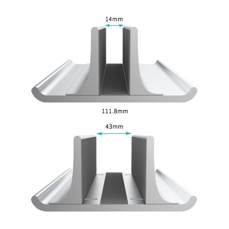 Base universale portatile per supporto radiante verticale per laptop regolabile in larghezza a slot singolo in lega di alluminio, Single Slot Black, Single Slot Silver