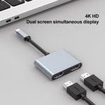 Adattatore HUB USB-C a 2 porte HDMI HDTV 1080p