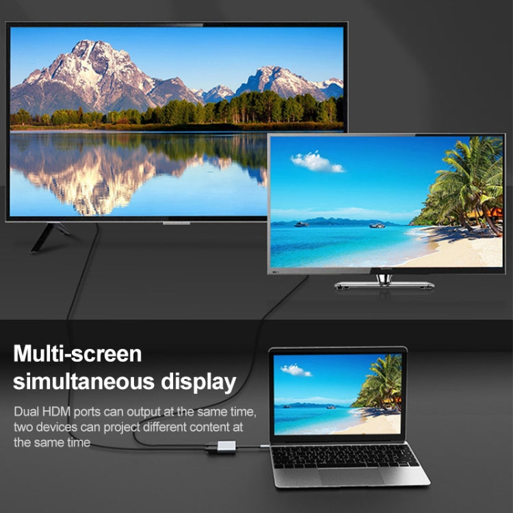 Adattatore HUB USB-C a 2 porte HDMI HDTV 1080p