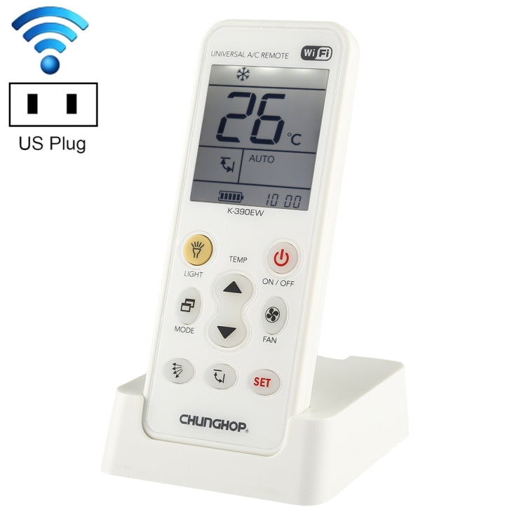 CHUNGHOP K-390EW Climatizzatore universale WiFi Smart, telecomando A/C con retroilluminazione, luce LED e base, supporto rete 2G/3G/4G/WiFi, presa EU, PC6933, PC6933EU