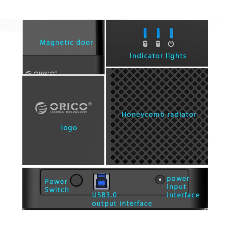 ORICO DS200U3 Custodia magnetica USB 3.0 per HDD 3,5"