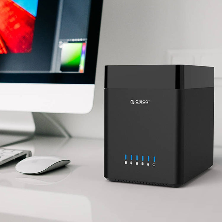 ORICO DS500C3 Custodia per disco rigido USB-C/Type-C di tipo magnetico a 5 alloggiamenti da 3,5 pollici con indicatore LED blu, USB Type-C