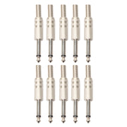 10pcs 2 Pin 6.5mm Zinc Alloy Plug Welded Type Audio Connector 6.35 Audio Plug,10PCS