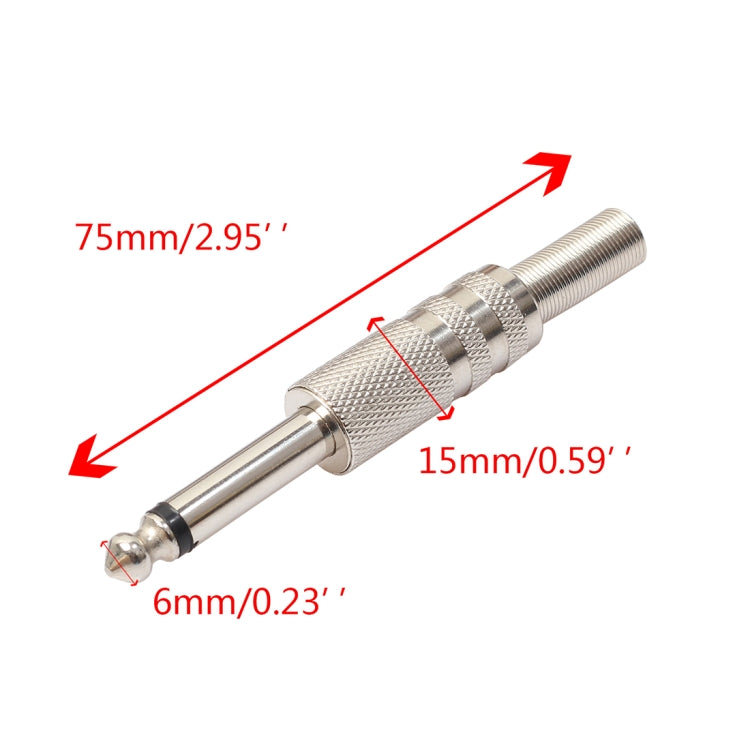 Connettore audio 2 pin 6,35 mm in lega di zinco 10 pezzi
