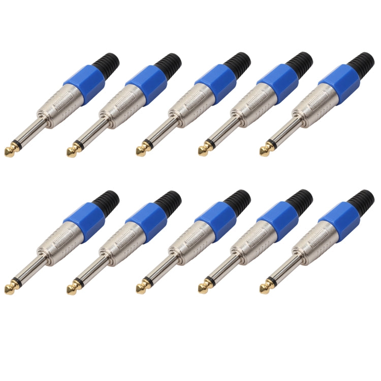 10 PCS 6.35mm Gold Plated Mono Microphone Audio Connector