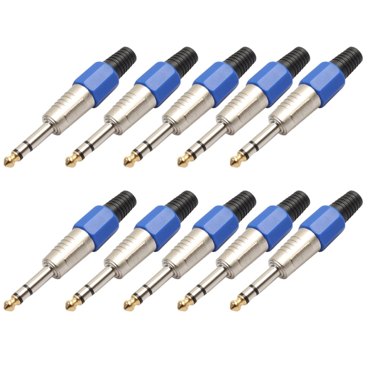 10PCS 6.35mm Gold Plated Stereo Microphone Audio Plug