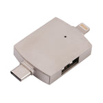 4 in 1 Type-C / USB-C + 8 pin + adattatore multifunzione Dual USB con doppia funzione OTG, 4 In 1