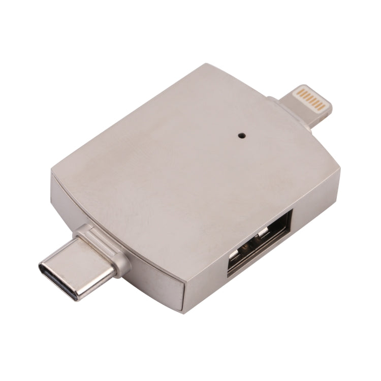 4 in 1 Type-C / USB-C + 8 pin + adattatore multifunzione Dual USB con doppia funzione OTG, 4 In 1