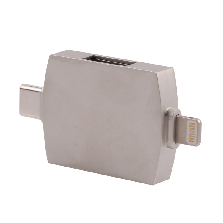 4 in 1 Type-C / USB-C + 8 pin + adattatore multifunzione Dual USB con doppia funzione OTG, 4 In 1
