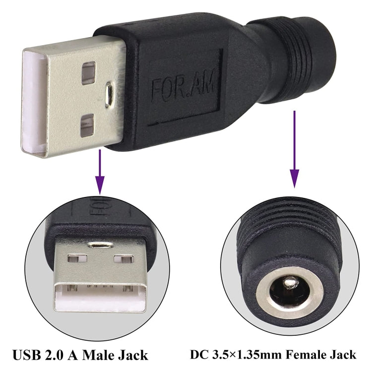 10 connettori di alimentazione CC da 3,5 x 1,35 mm a USB 2.0, 3.5 x 1.35mm