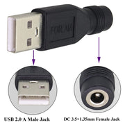 10 connettori di alimentazione CC da 3,5 x 1,35 mm a USB 2.0, 3.5 x 1.35mm