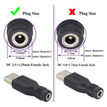 10 connettori di alimentazione CC da 3,5 x 1,35 mm a USB 2.0, 3.5 x 1.35mm