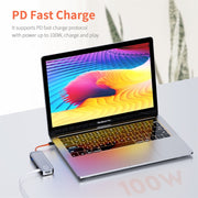 ROCK TR01 Adattatore HUB di estensione multifunzionale 10 in 1 da tipo C / USB-C a HDMI + VGA, TR01