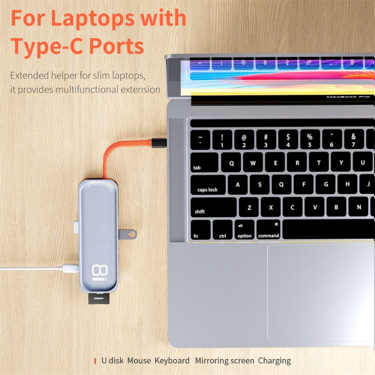 ROCK TR03 Adattatore HUB di estensione multifunzionale 8 in 1 da tipo C / USB-C a HDMI, TR03