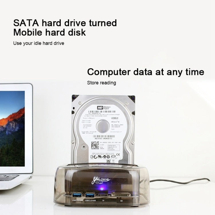 Custodia per HDD SATA doppia USB 3.0 da 2,5 / 3,5 pollici con funzione HUB e OTB, capacità massima di supporto: 16 TB