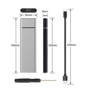 Custodia SSD in lega di alluminio con interfaccia M.2 NGFF a USB-C/Type-C USB 3.1, NGFF to USB Type-C Silver, NGFF to USB Type-C Black