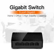 Tenda SG105 Mini 5 porte 1000Mpbs Switch di rete Gigabit Ethernet veloce LAN HUB, Tenda SG105 5 Ports Black