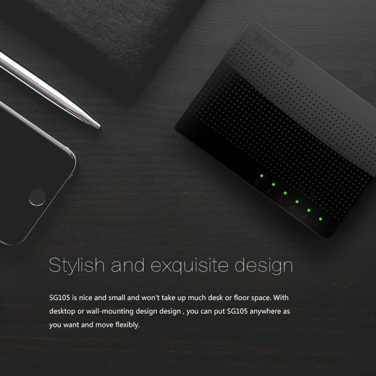 Tenda SG105 Mini 5 porte 1000Mpbs Switch di rete Gigabit Ethernet veloce LAN HUB, Tenda SG105 5 Ports Black