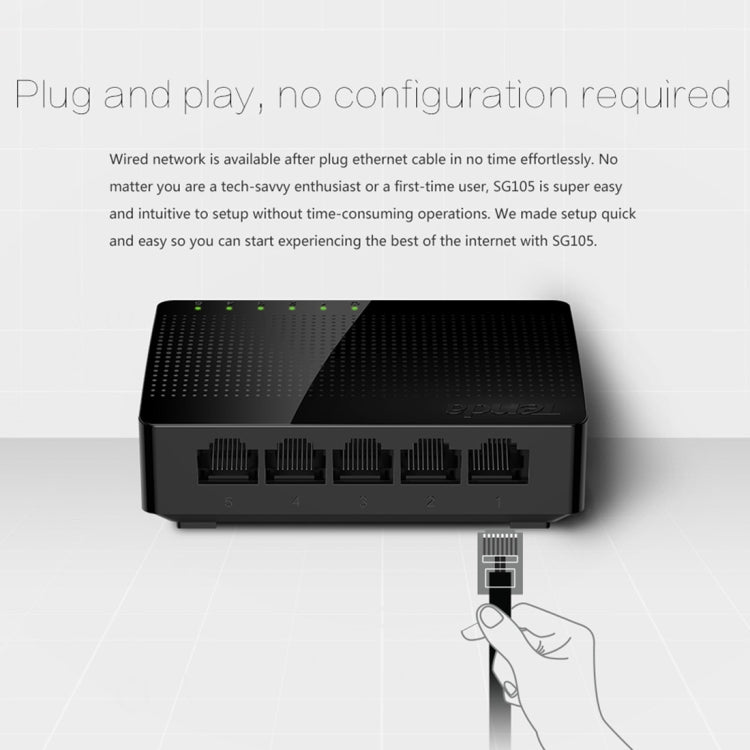 Tenda SG105 Mini 5 porte 1000Mpbs Switch di rete Gigabit Ethernet veloce LAN HUB, Tenda SG105 5 Ports Black