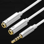 Ugreen Cavo adattatore per connettore audio da 3,5 mm maschio a 2 x 3,5 mm femmina Microfono 2 in 1 + Convertitore cavo sdoppiatore per auricolari, Silver