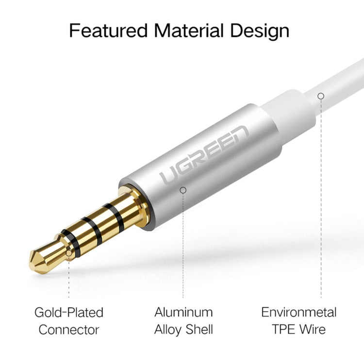 Ugreen Cavo adattatore per connettore audio da 3,5 mm maschio a 2 x 3,5 mm femmina Microfono 2 in 1 + Convertitore cavo sdoppiatore per auricolari, Silver