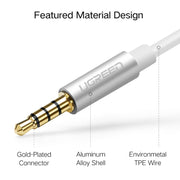 Ugreen Cavo adattatore per connettore audio da 3,5 mm maschio a 2 x 3,5 mm femmina Microfono 2 in 1 + Convertitore cavo sdoppiatore per auricolari, Silver
