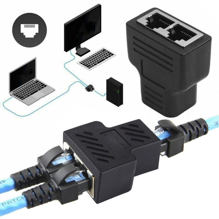 Terminale connettore Crystal Network dritto attraverso la linea principale Dispositivo di estensione dell'interfaccia RJ45 a tre teste da femmina a femmina, 3 Ports