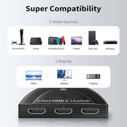 Selettore switcher HDMI 8K a 3 porte con cavo a spirale