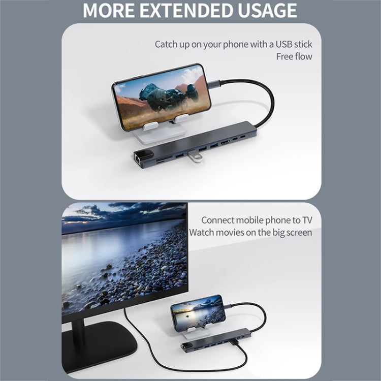 Docking station con interfaccia USB-C / Type-C 10 in 1 HUB multifunzione, 10 in 1