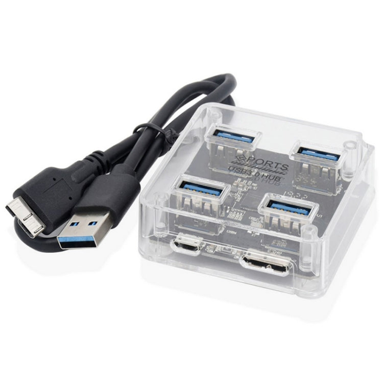 HUB trasparente quadrato desktop multifunzionale USB 2.0 4 in 1, USB2.0