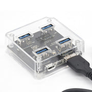 HUB trasparente quadrato desktop multifunzionale USB 2.0 4 in 1, USB2.0