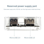 HUB trasparente quadrato desktop multifunzionale USB 2.0 4 in 1, USB2.0