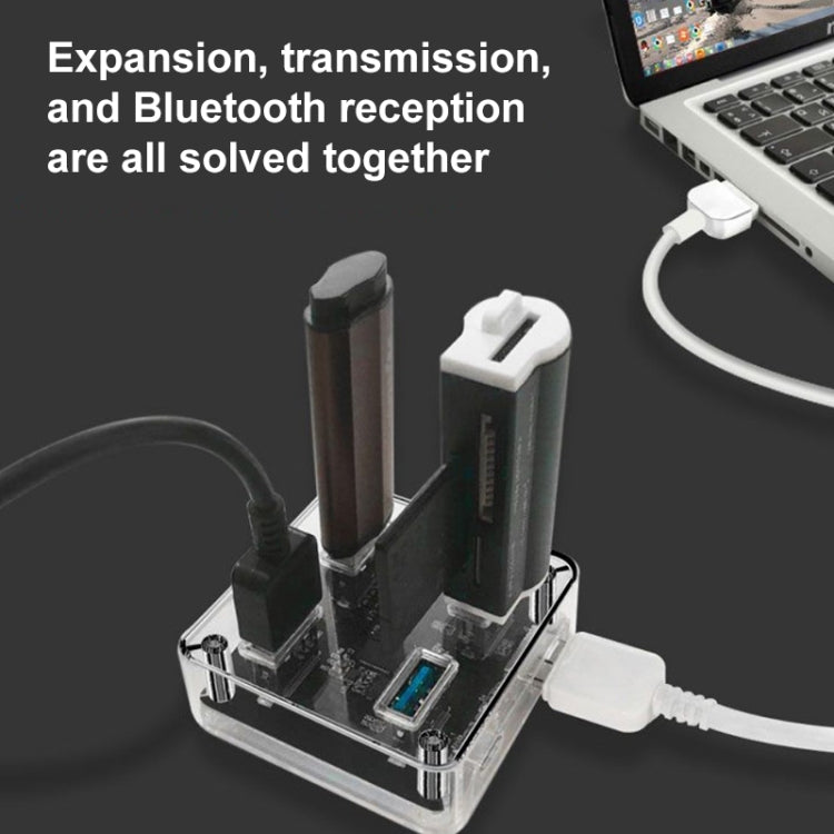 HUB trasparente quadrato desktop multifunzionale USB 2.0 4 in 1, USB2.0