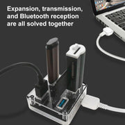 HUB trasparente quadrato desktop multifunzionale USB 2.0 4 in 1, USB2.0
