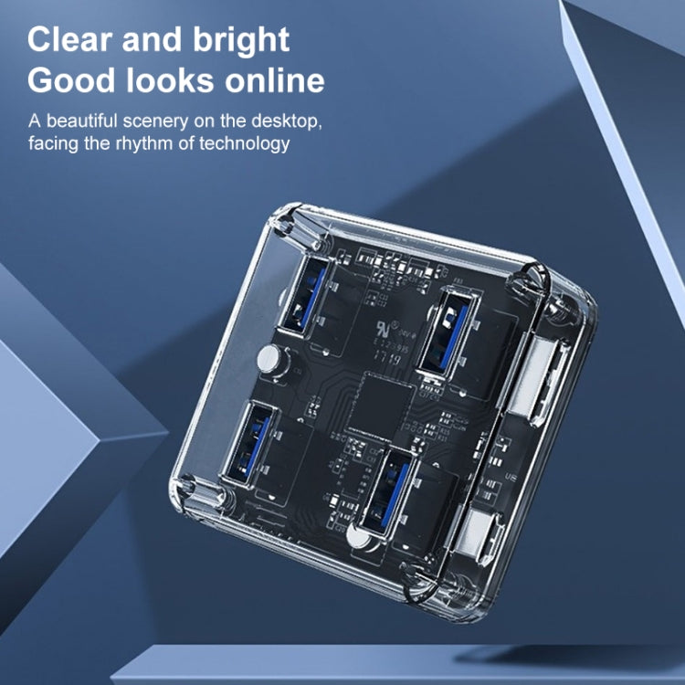HUB trasparente quadrato desktop multifunzionale USB 2.0 4 in 1, USB2.0
