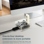 HUB trasparente quadrato desktop multifunzionale USB 2.0 4 in 1, USB2.0