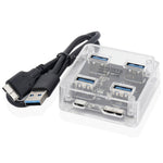 HUB trasparente quadrato desktop multifunzionale USB 3.0 4 in 1, USB3.0