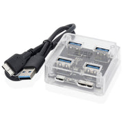 HUB trasparente quadrato desktop multifunzionale USB 3.0 4 in 1, USB3.0