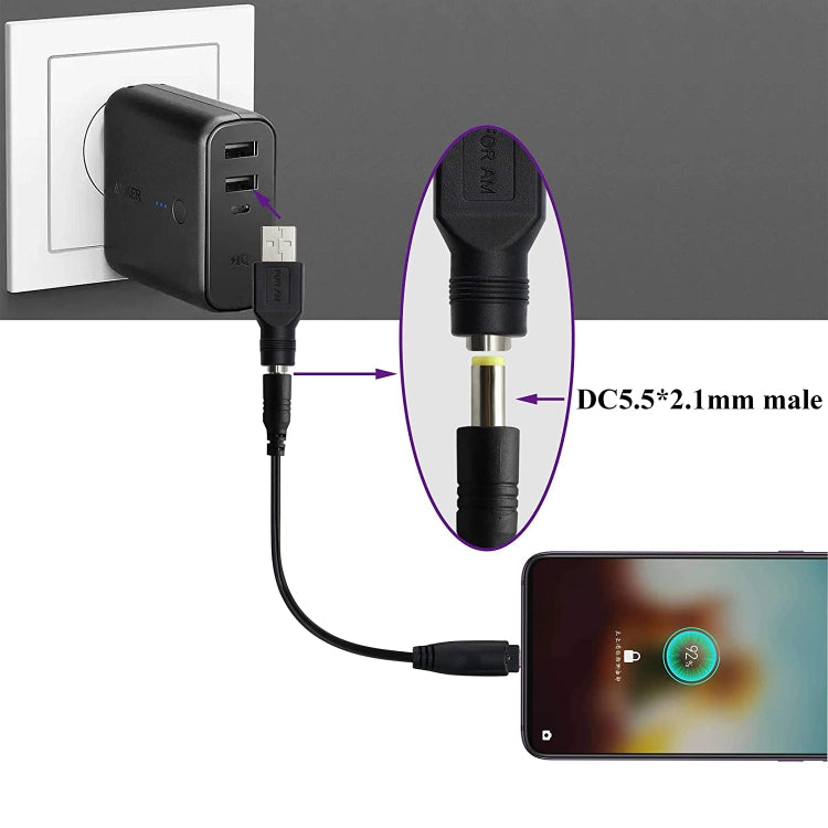 Connettore adattatore USB maschio a femmina da 5,5 x 2,1 mm, USB Male to 5.5 x 2.1mm